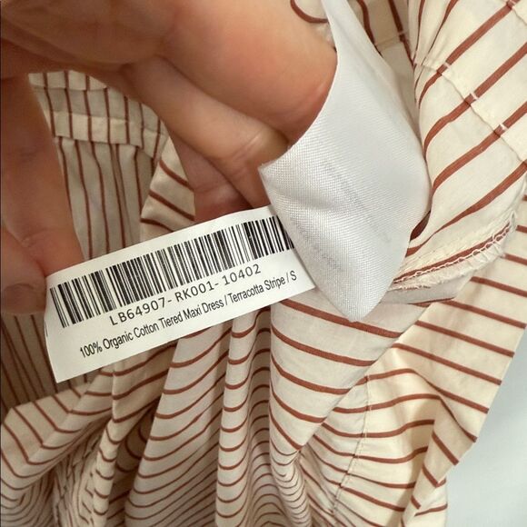 Quince 100% Organic Cotton Tiered Maxi Dress in Terracotta Stripe Size Small - Picture 7 of 9